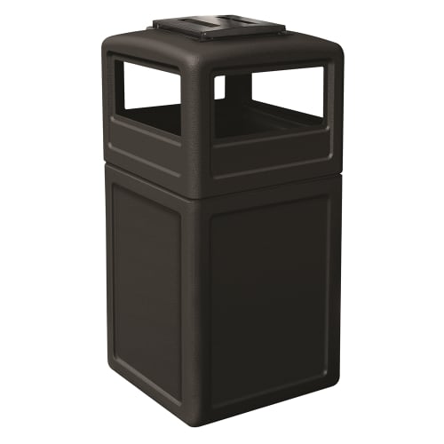 Commercial Zone PolyTec 42 Gallon Trash Container with Ashtray Lid, Black
